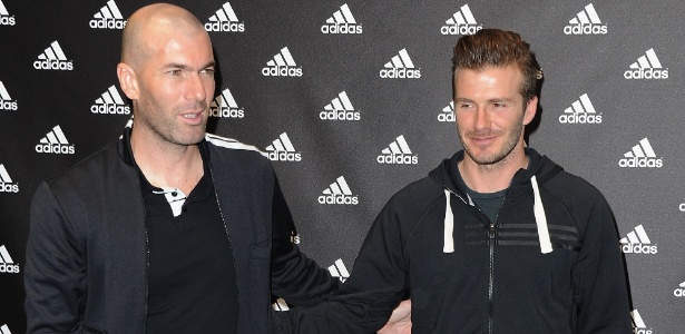 Zidane e Beckham em evento promocional em fevereiro de 2013 - Pascal Le Segretain/Getty Images