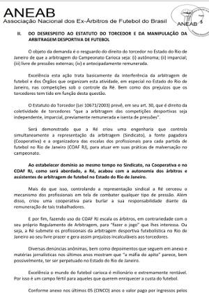 Trecho em que a ação resume as acusações de manipulação da arbitragem - Divulgação - Divulgação