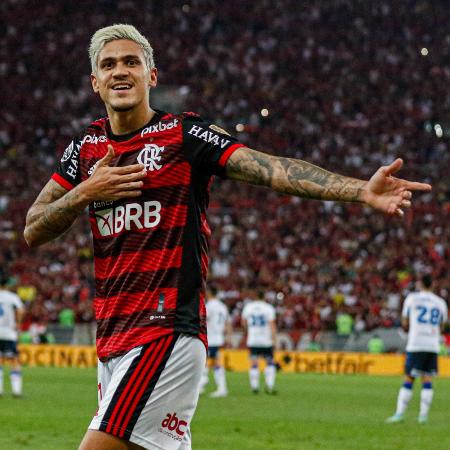 Pedro, do Flamengo, comemora gol contra o Vélez pela Copa Libertadores - FELIPE DUEST/PERA PHOTO PRESS/ESTADÃO CONTEÚDO