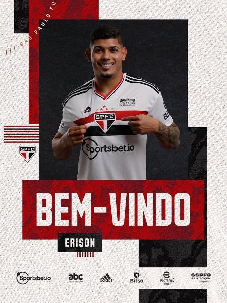 Erison, atacante do São Paulo - Divulgação/Twitter oficial do São Paulo