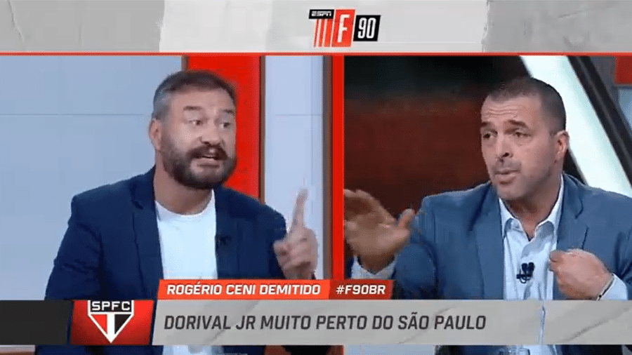 Zé Elias e Rodrigo Bueno discutem durante o "F90" desta quarta-feira. - Reprodução/ESPN