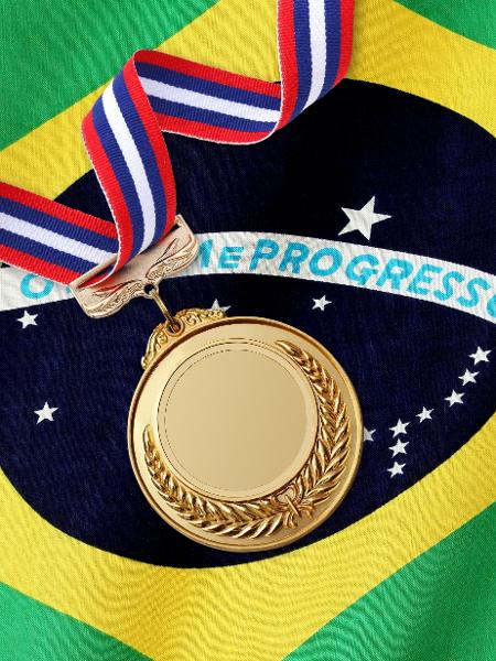 Bandeira do Brasil com medalha