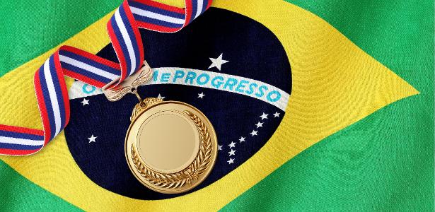 Bandeira do Brasil com medalha