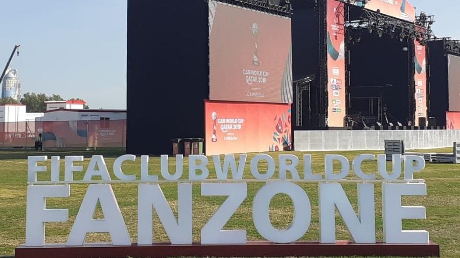Área da "fan zone" montada no Catar, local do Mundial de Clubes - Leo Burlá / UOL