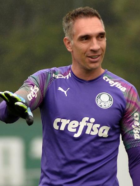 Fernando Prass em ação durante treino do Palmeiras na Academia de Futebol, em setembro de 2019 - Bruno Ulivieri/AGIF