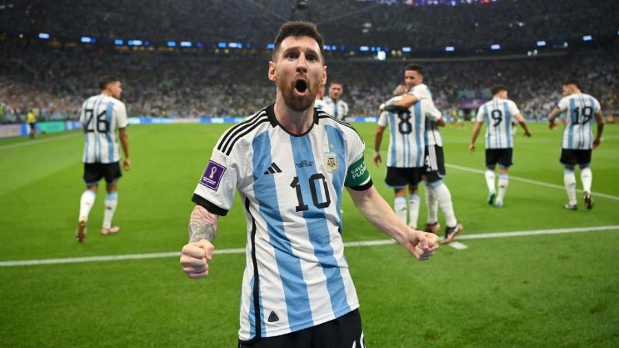 Messi comemora seu gol pela Argentina contra o México, pela Copa do Mundo do Qatar - Dan Mullan/Getty Images