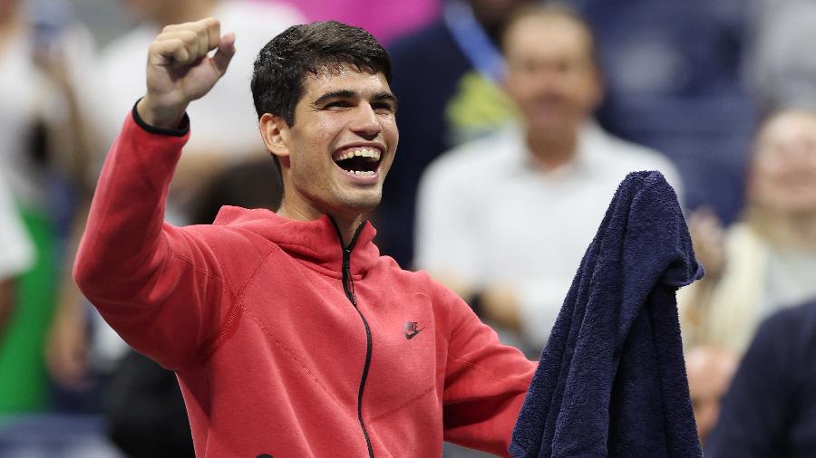 Carlos Alcaraz após vencer seu jogo de estreia no US Open de 2023