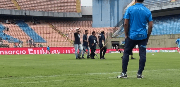 Arena Barueri prepara antes do jogo do Palmeiras com entrada triunfal dos rodos.
