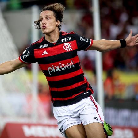 David Luiz comemora após anotar gol pelo Flamengo contra o Bahia, pelo Campeonato Brasileiro