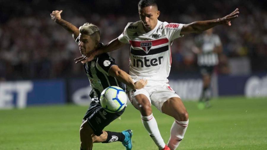 Igor Vinícius teve atuação de destaque ao marcar Soteldo no clássico entre São Paulo e Santos - Ivan Storti/Santos FC