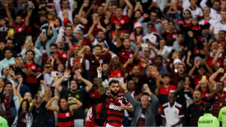 Gabigol, atacante do Flamengo, comemora gol contra o Cuiabá, pelo Brasileiro - Gilvan de Souza / Flamengo