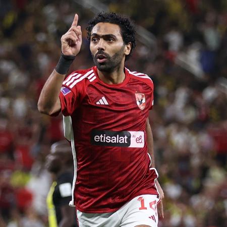 El Shahat celebra seu gol pelo Al Ahly contra o Al Ittihad no Mundial de Clubes