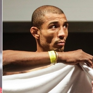 José Aldo, peso pena, precisa estar com 66 kg na pesagem. Suas bochechas costumam sumir na semana da luta - Arte/UOL, com Getty Images