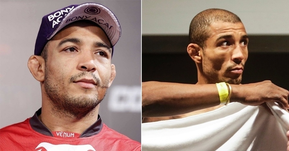 José Aldo, peso pena, precisa estar com 66 kg na pesagem. Suas bochechas costumam sumir na semana da luta - Arte/UOL, com Getty Images