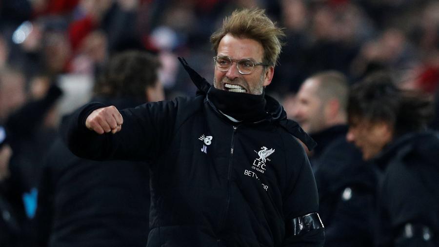 Klopp comemora vitória do Liverpool sobre o Manchester City - Phil Noble/Reuters
