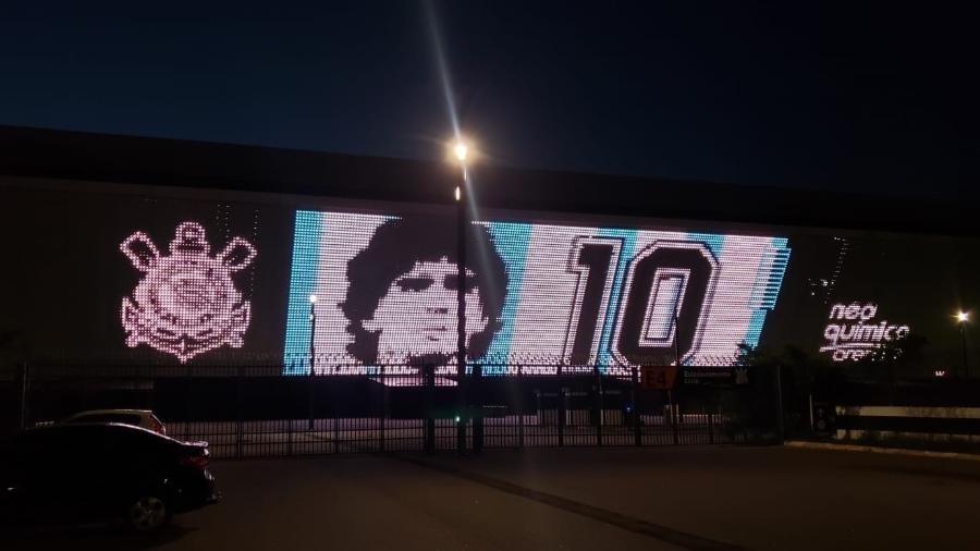 Imagem de Maradona foi projetada na Neo Química Arena - Divulgação