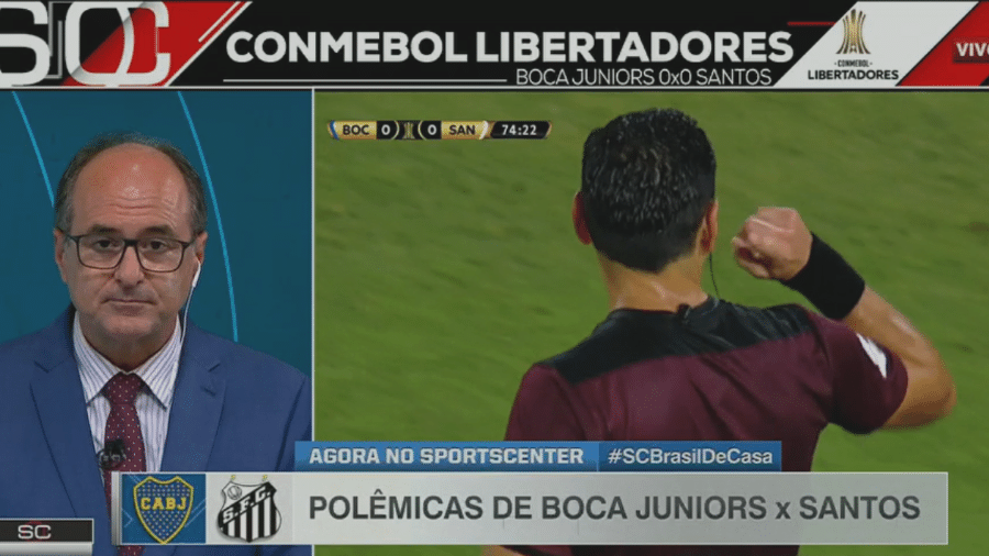 Simon critica VAR em partida entre Boca Juniors e Santos - Roprodução/ESPN