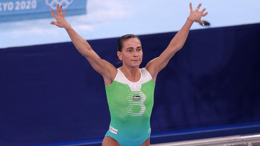 Oksana Chusovitina na qualificação do salto em Tóquio - Ezra Shaw/Getty Images