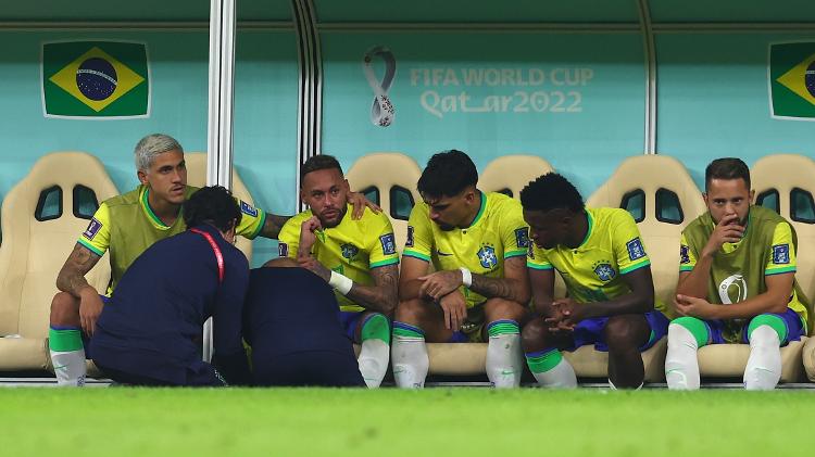 Neymar cries on the bench after feeling his ankle in Brazil v Serbia at the World Cup - Chris Brunskill/Fantasista/Getty Images - Chris Brunskill/Fantasista/Getty Images