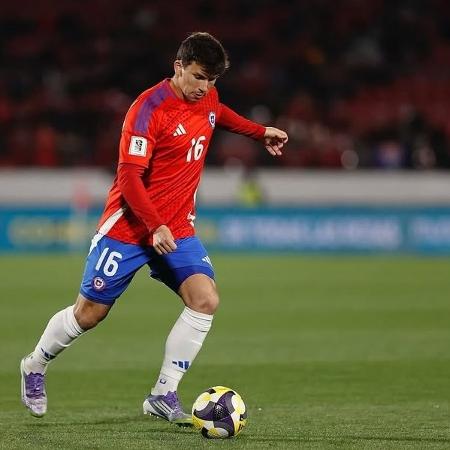 Gonzalo Tapia, atacante do São Paulo, em ação pela seleção chilena Gonzalo Tapia, atacante do São Paulo, em ação pela seleção chilena
