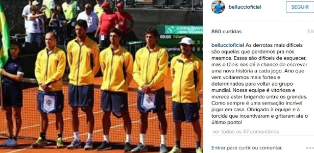 Thomaz Bellucci postou mensagem no Instagram lamentando rebaixamento do Brasil - Reprodução/Instagram