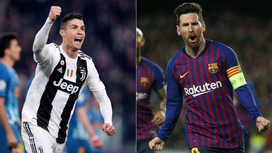 Cristiano Ronaldo e Messi  - Alberto Lingria/Reuters e PAU BARRENA / AFP