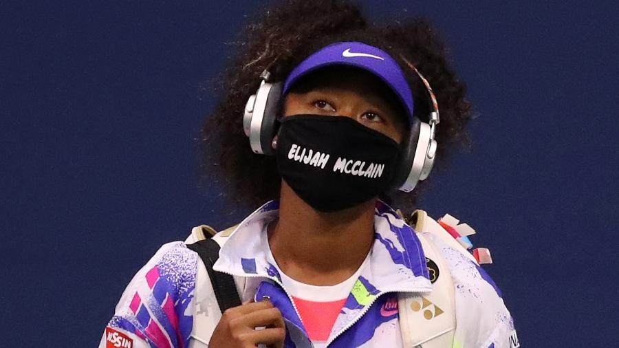 Naomi Osaka na segunda rodada do US Open de 2020 com máscara lembrando Elijah McClain - Getty Images
