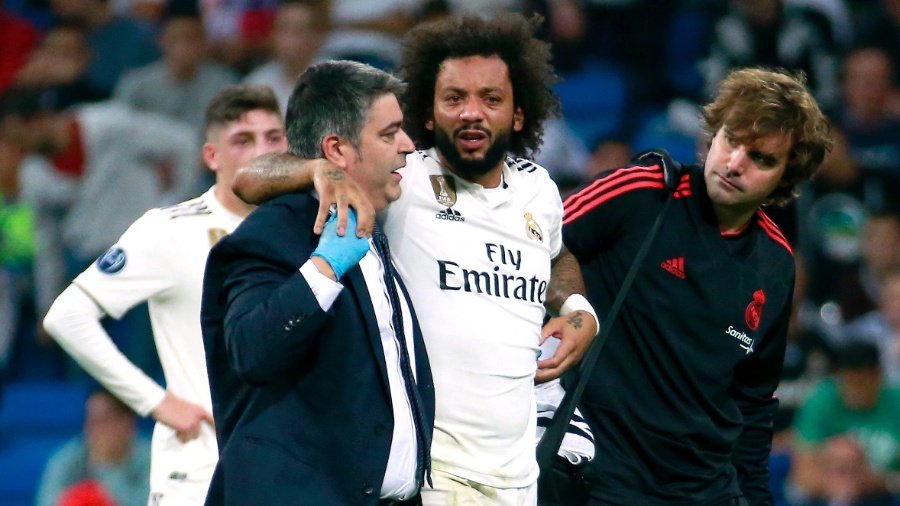 Com dores, Marcelo deixa jogo entre Real Madrid e Viktoria Plzen - David S. Bustamante/Soccrates /Getty Images