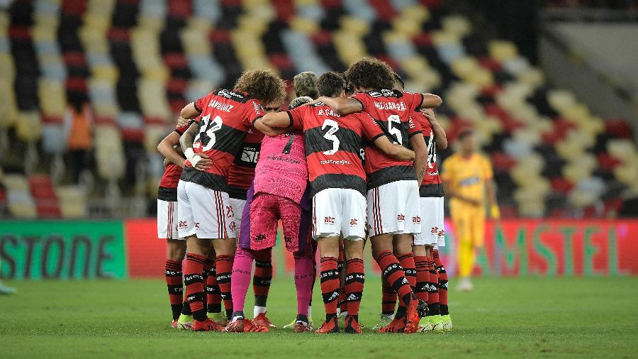 Equipe do Flamengo reunida antes da partida diante do Barcelona-EQU, pela Libertadores - Staff Images / CONMEBOL