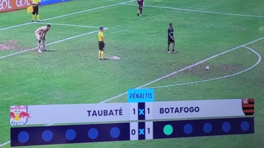Transmissão errou nos escudos de Taubaté e Botafogo durante decisão por pênaltis na Copinha - Reprodução/Twitter