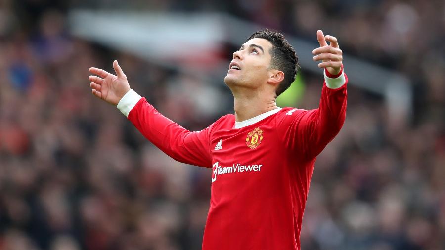 Cristiano Ronaldo em ação pelo Manchester United na temporada 21/22 - Jan Kruger/Getty Images