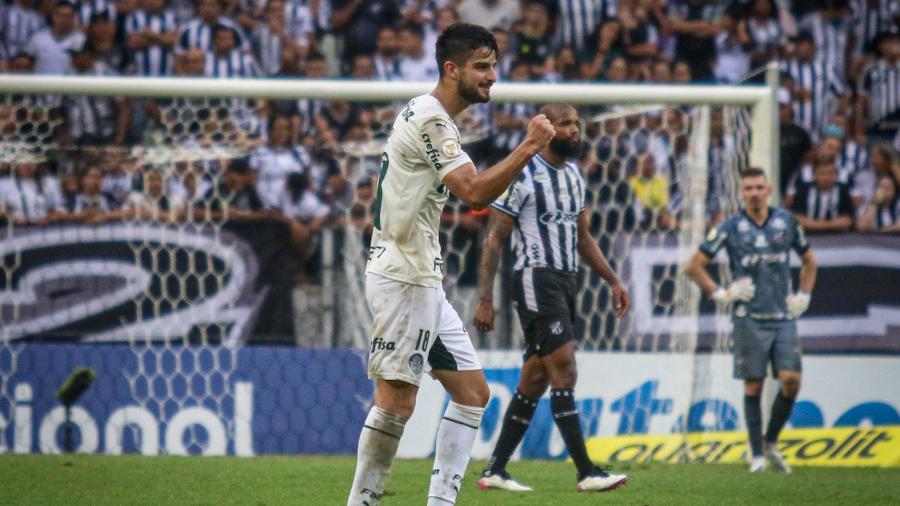 Flaco López fez o segundo gol do Palmeiras contra o Ceará na Arena Castelão - Lucas Emanuel/AGIF