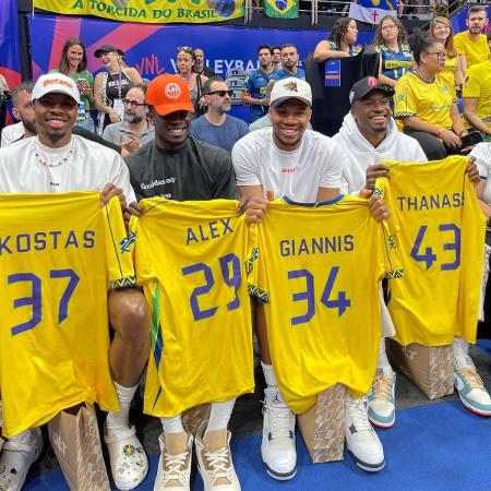 Giannis Antetokounmpo no Maracanãzinho para Brasil x Itália pela Liga das Nações de vôlei Giannis Antetokounmpo no Maracanãzinho para Brasil x Itália pela Liga das Nações de vôlei