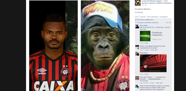 Nikão, meia do Atlético-PR, é comparado a macaco por grupo de torcedores do Luqueño - Reprodução/Facebook