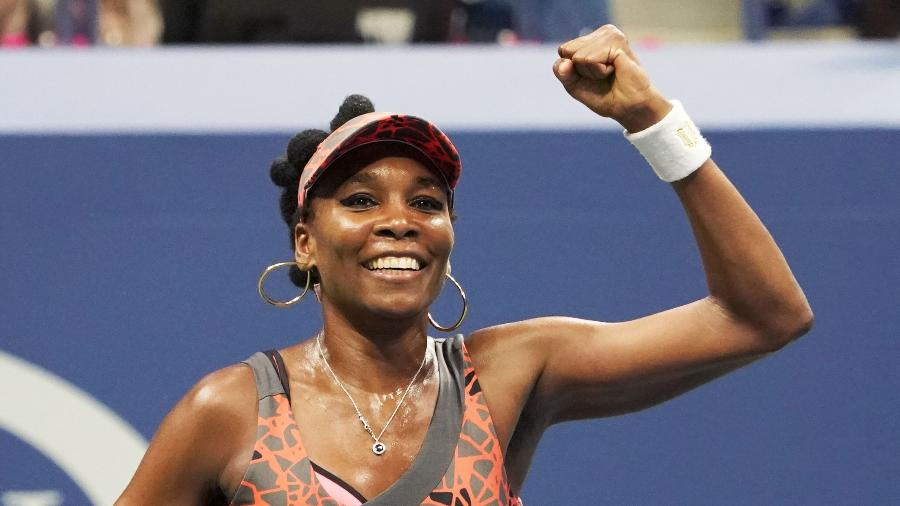 Venus Williams comemora vitória sobre Petra Kvitova pelo US Open - Don Emmert/AFP