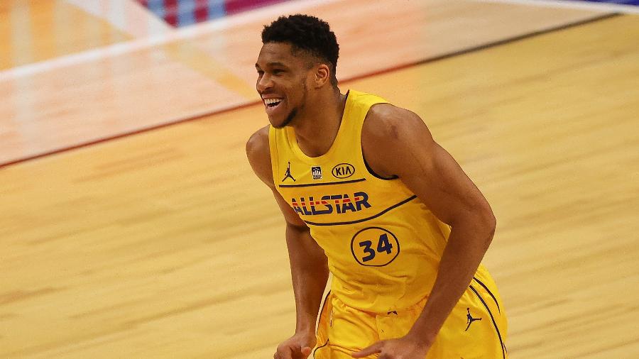 Giannis Antetokounmpo durante o NBA All-Star Game - Kevin C. Cox/Getty Images/AFP