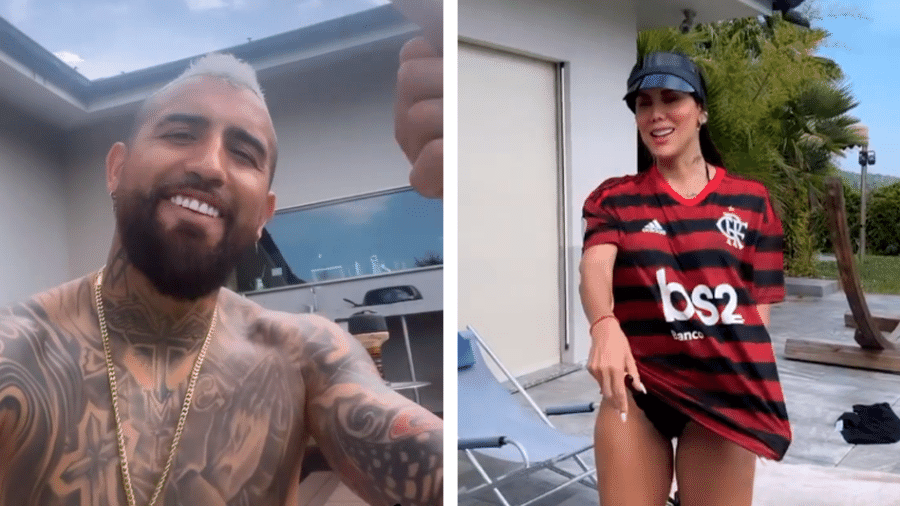 Arturo Vidal, meio-campista chileno da Inter de Milão, publicou um vídeo escutando funk com a namorada vestindo a camisa do Flamengo - Reprodução/Instagram