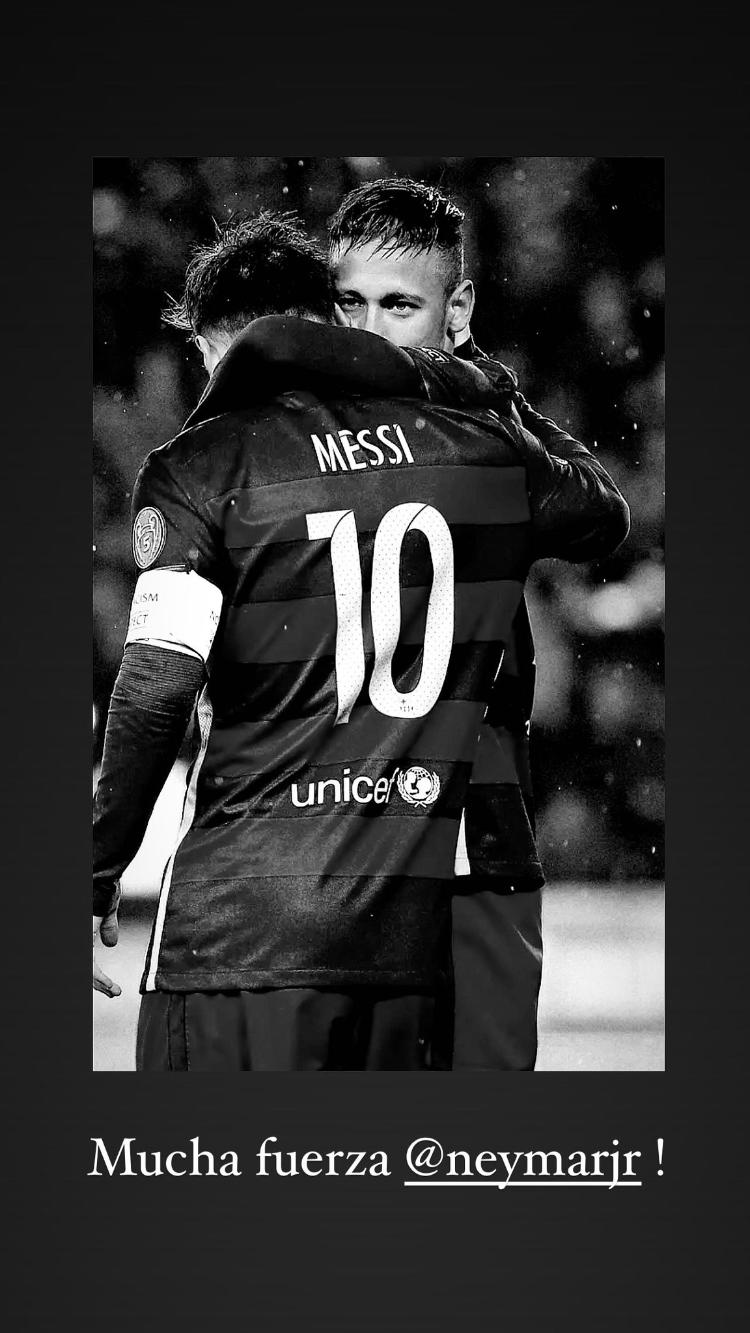 Lionel Messi posta foto com Neymar e deseja força ao atacante após lesão