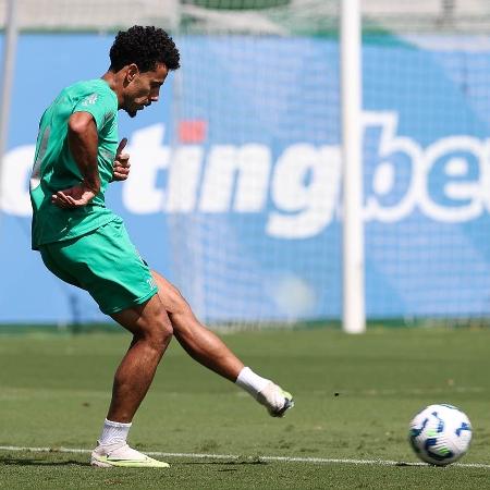 Lucas Evangelista fez parte do treino com o restante do grupo do Palmeiras nesta quinta-feira (17) - Cesar Greco/Palmeiras