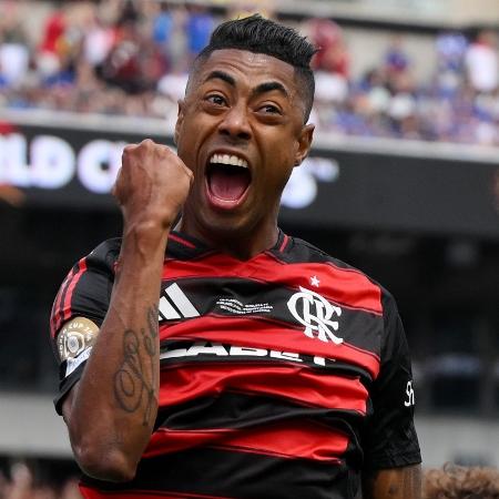 Bruno Henrique comemora gol marcado pelo Flamengo contra o Chelsea no Mundial