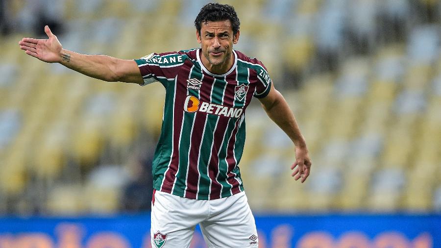 Fred reage na partida entre Fluminense e Atlético-GO no Maracanã - Thiago Ribeiro/AGIF