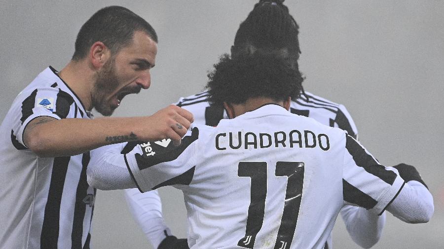 Cuadrado comemora o segundo gol da Juventus contra o Bologna  - Vincenzo Pinto / AFP