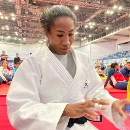 Ketleyn Quadros durante o Mundial de judô no Uzbequistão - Reprodução/@JudoCBJ