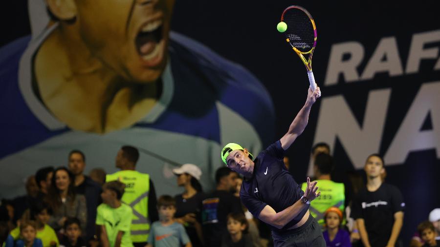 Rafael Nadal em jogo exibição contra Casper Ruud - GILSON JUNIO/AGIF - AGÊNCIA DE FOTOGRAFIA/ESTADÃO CONTEÚDO