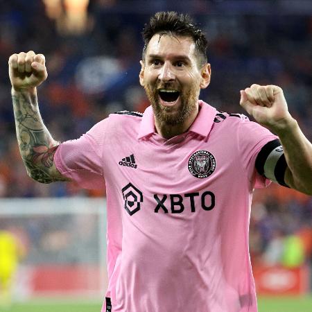 Messi celebra gol do Inter Miami: argentino chegou ao clube em julho