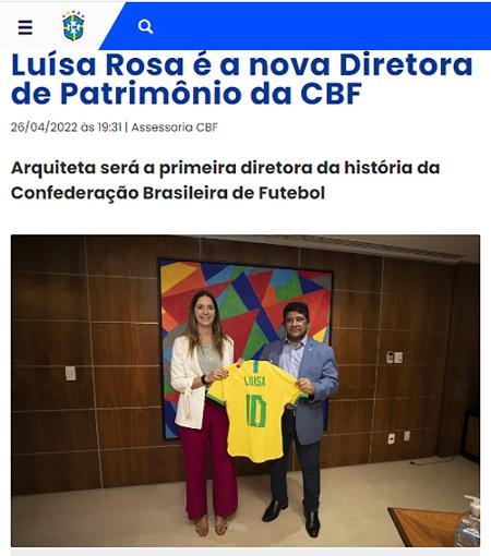Página da CBF anuncia a promoção de Luísa Rosa ao cargo de diretora
