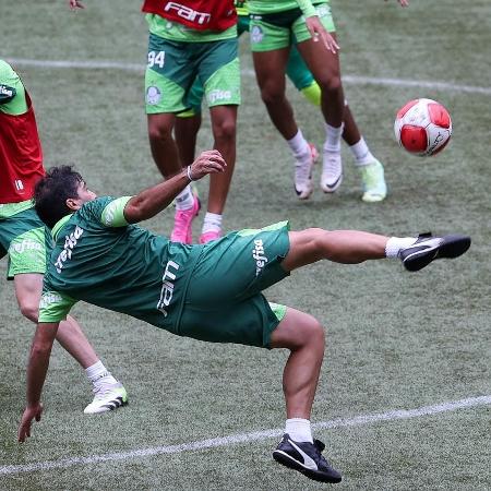 O técnico Abel Ferreira participou de parte da atividade no Allianz Parque com os jogadores do Palmeiras