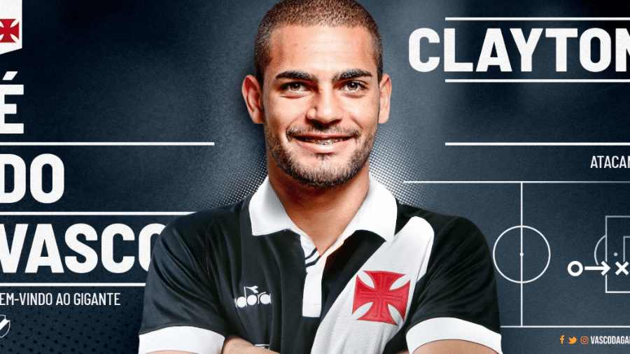 Atacante Clayton, de 23 anos, foi anunciado pelo Vasco oficialmente. Ele chega por empréstimo do Atlético-MG - Reprodução / Twitter do Vasco