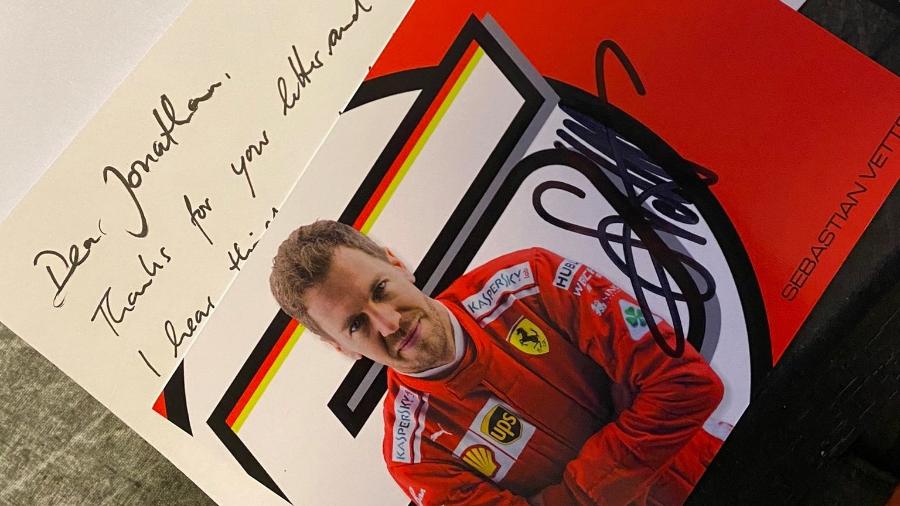 Fã brasileiro recebe carta de Sabastian Vettel, da Ferrari - Reprodução/Twitter
