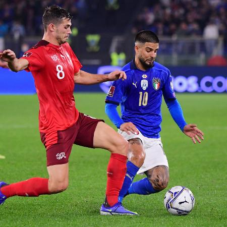 Itália e Suíça se enfrentaram pela penúltima rodada das Eliminatórias Europeias para a Copa do Catar - REUTERS